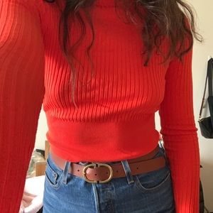 Fitted orange turtle neck